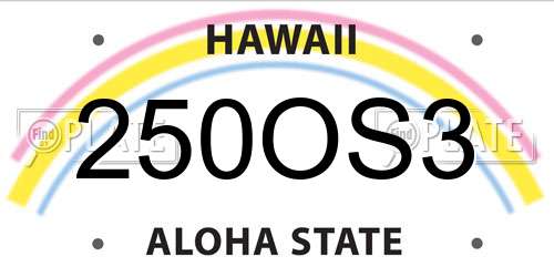 250OS3 Hawaii License Plate
