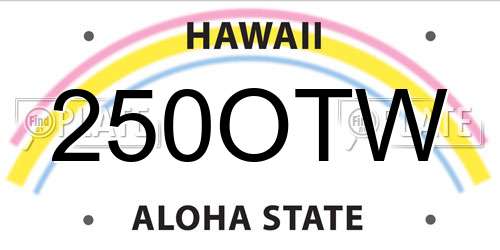 250OTW Hawaii License Plate