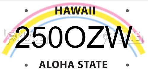 250OZW Hawaii License Plate