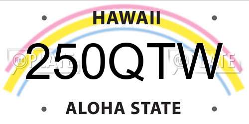 250QTW Hawaii License Plate
