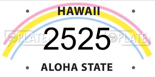 2525 Hawaii License Plate