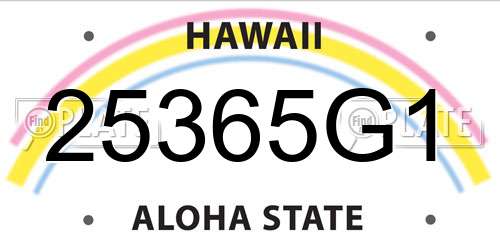 25365G1 Hawaii License Plate
