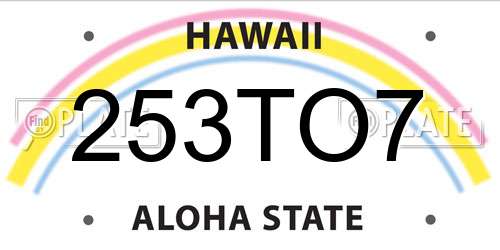 253TO7 Hawaii License Plate