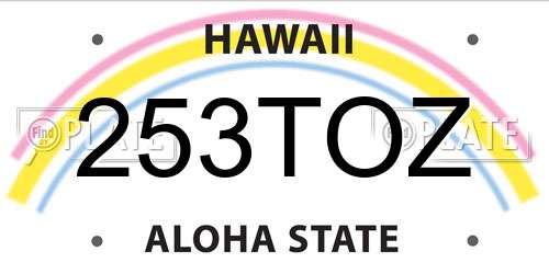 253TOZ Hawaii License Plate