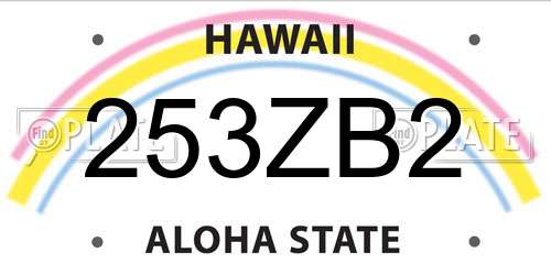 253ZB2 Hawaii License Plate
