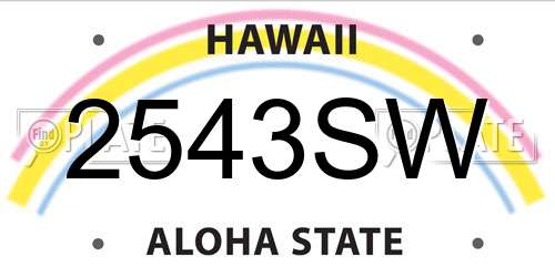 2543SW Hawaii License Plate