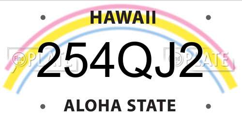 254QJ2 Hawaii License Plate