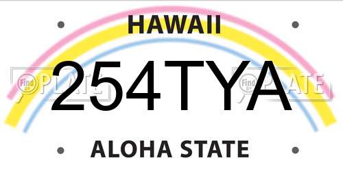 254TYA Hawaii License Plate