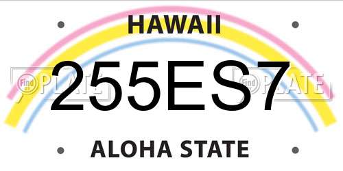 255ES7 Hawaii License Plate