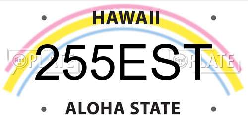 255EST Hawaii License Plate