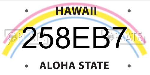 258EB7 Hawaii License Plate