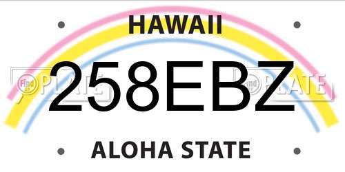 258EBZ Hawaii License Plate