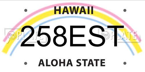 258EST Hawaii License Plate