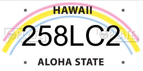 258LC2 Hawaii License Plate