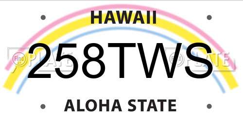 258TWS Hawaii License Plate