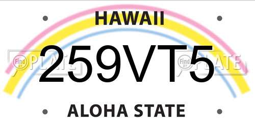 259VT5 Hawaii License Plate
