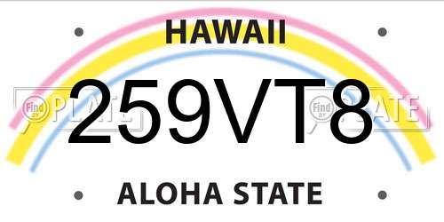 259VT8 Hawaii License Plate