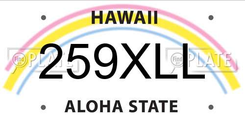 259XLL Hawaii License Plate