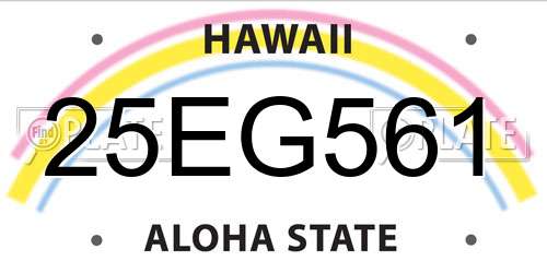 25EG561 Hawaii License Plate