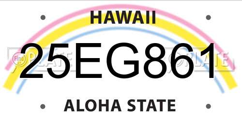 25EG861 Hawaii License Plate