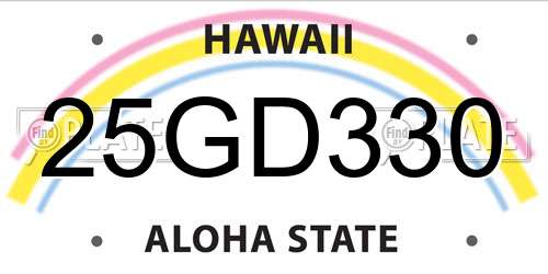 25GD330 Hawaii License Plate