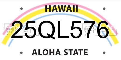 25QL576 Hawaii License Plate