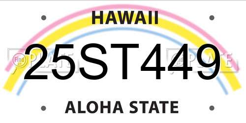 25ST449 Hawaii License Plate
