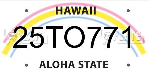 25TO771 Hawaii License Plate