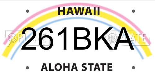 261BKA Hawaii License Plate