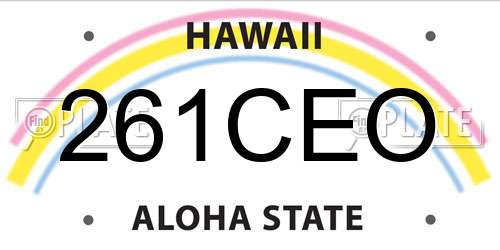 261CEO Hawaii License Plate