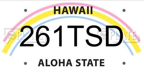 261TSD Hawaii License Plate