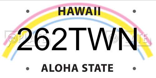 262TWN Hawaii License Plate
