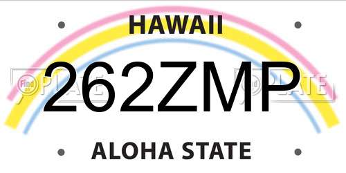 262ZMP Hawaii License Plate