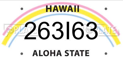 263I63 Hawaii License Plate
