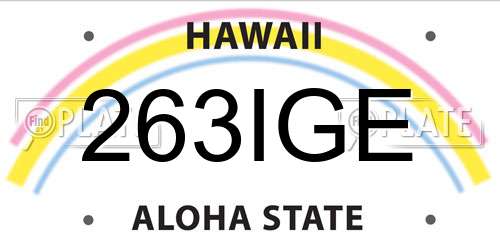 263IGE Hawaii License Plate