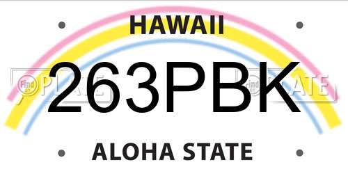 263PBK Hawaii License Plate