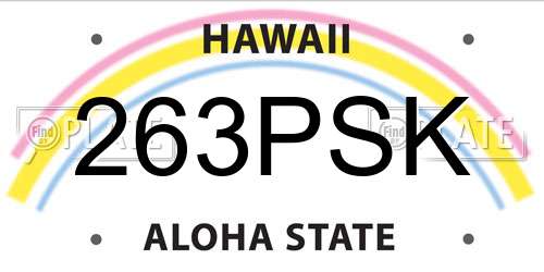 263PSK Hawaii License Plate