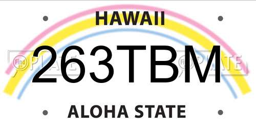 263TBM Hawaii License Plate