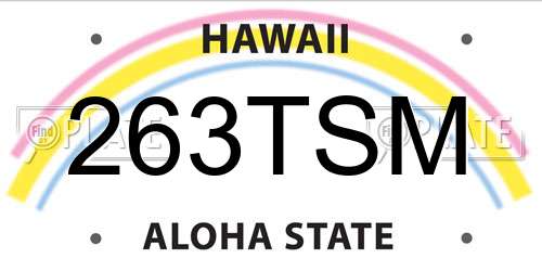 263TSM Hawaii License Plate