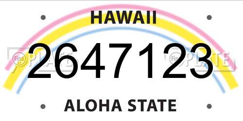 2647123 Hawaii License Plate