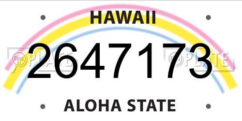 2647173 Hawaii License Plate