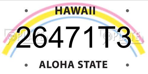 26471T3 Hawaii License Plate