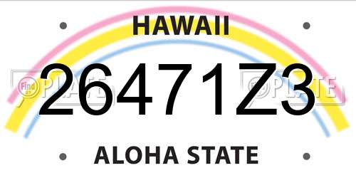 26471Z3 Hawaii License Plate