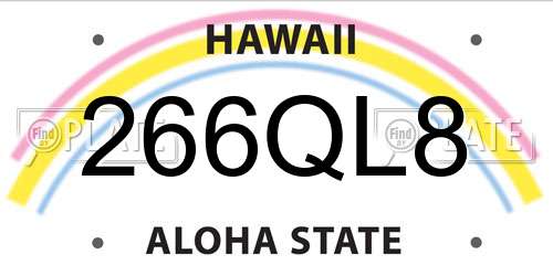 266QL8 Hawaii License Plate