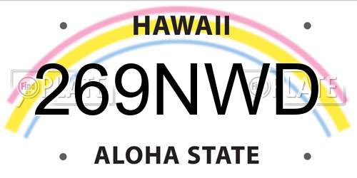 269NWD Hawaii License Plate