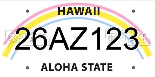 26AZ123 Hawaii License Plate