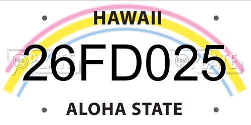 26FD025 Hawaii License Plate