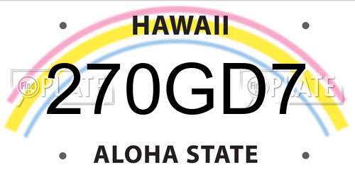 270GD7 Hawaii License Plate