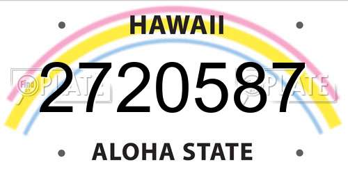 2720587 Hawaii License Plate