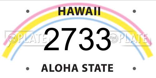 2733 Hawaii License Plate